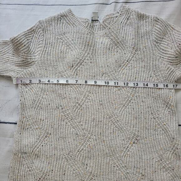 J.Jill Size XS Cream Speckled Sweater Long Pullover Cable Stitch Relaxed Fit - Picture 5 of 9
